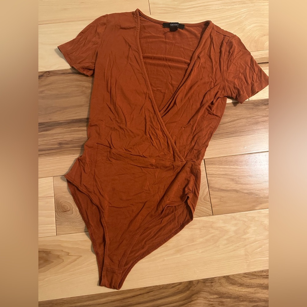 burnt orange crossover body suit